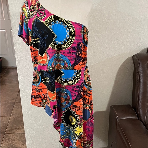 Rainbow Vibrant Multicolor One-Shoulder Top - Picture 1 of 6